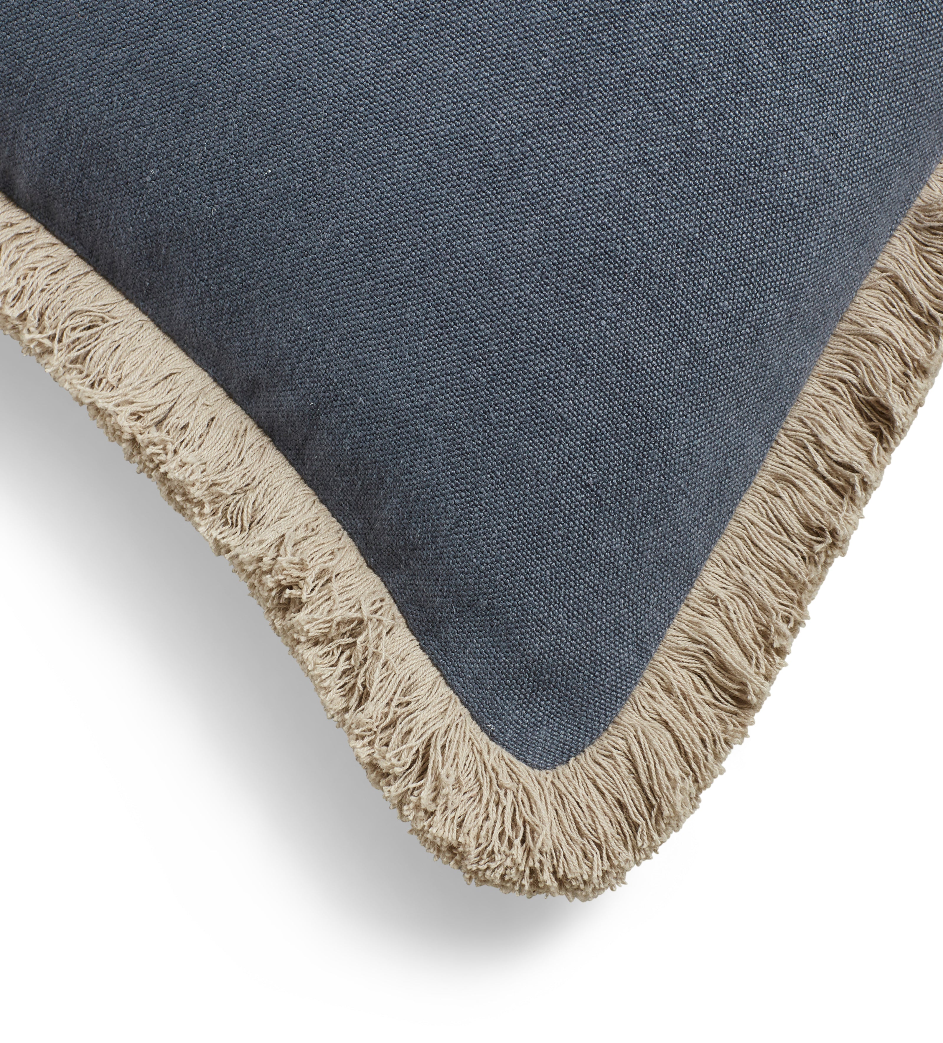 Stonewashed Linen Cushion Cover with Fringing - Petrol