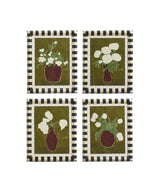 Striscia Framed Floral Prints - Set of Four - Green