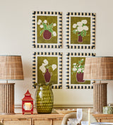 Striscia Framed Floral Prints - Set of Four - Green