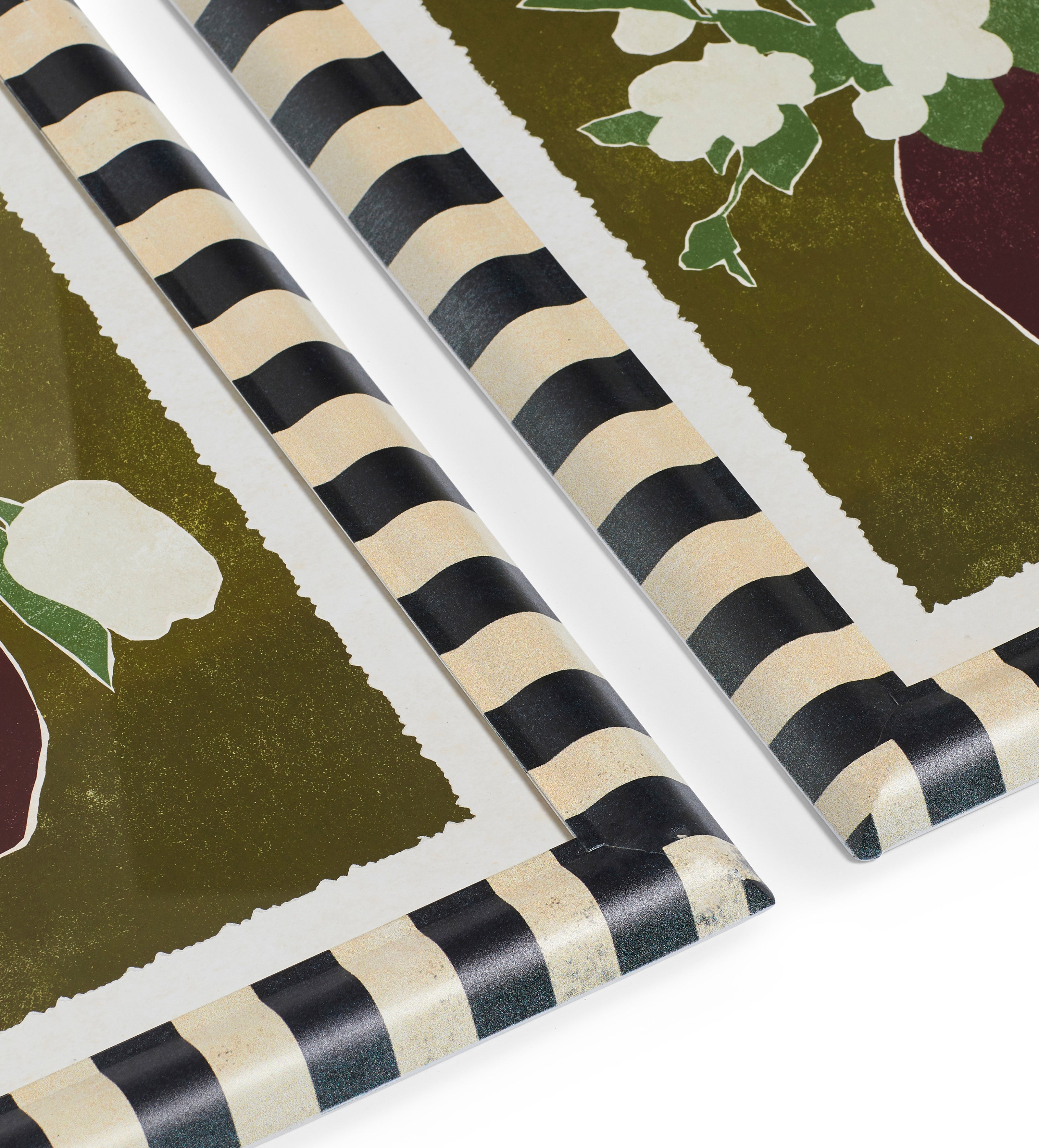 Striscia Framed Floral Prints - Set of Four - Green