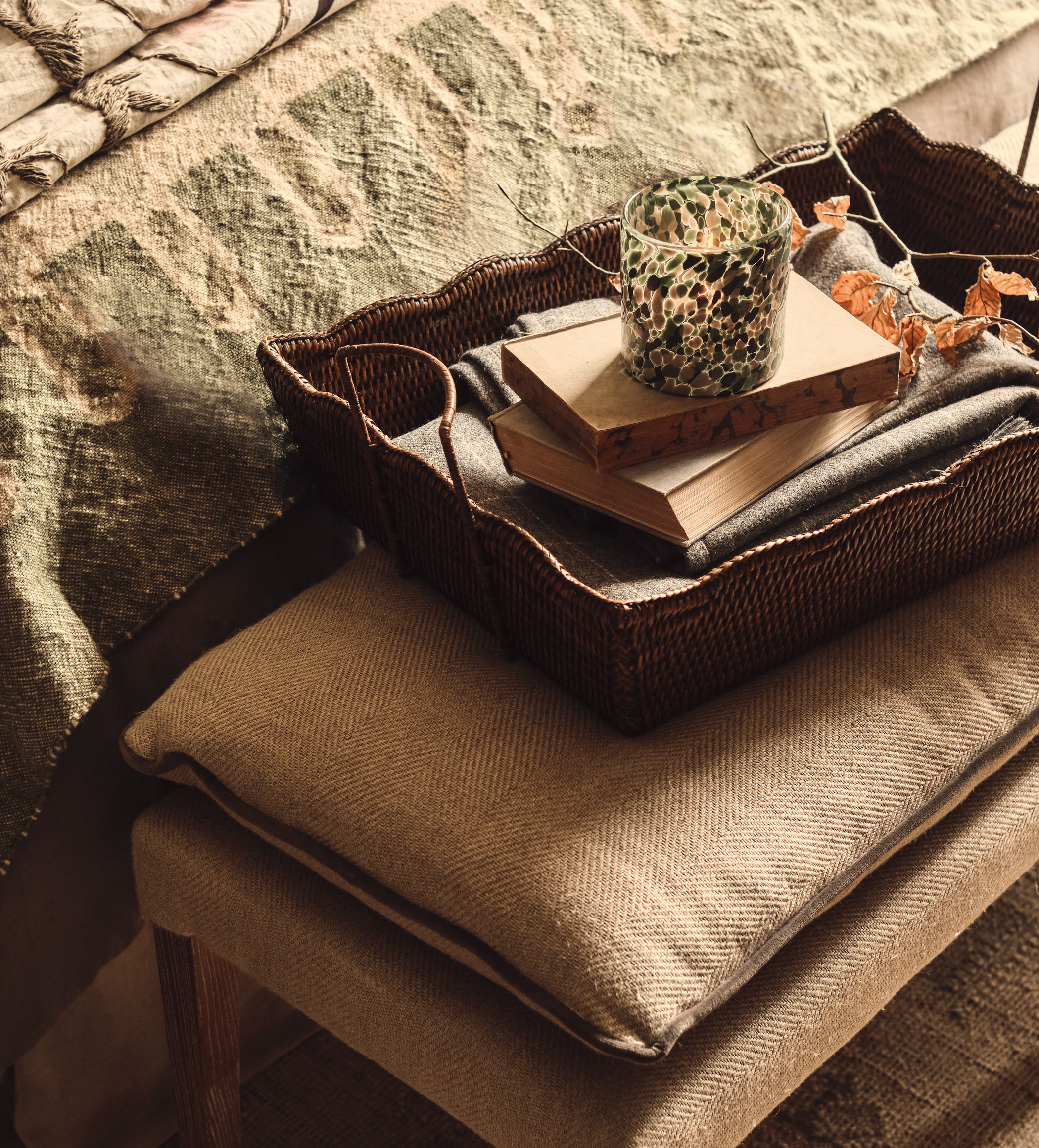Talasa Rectangular Rattan Basket - Antique Brown