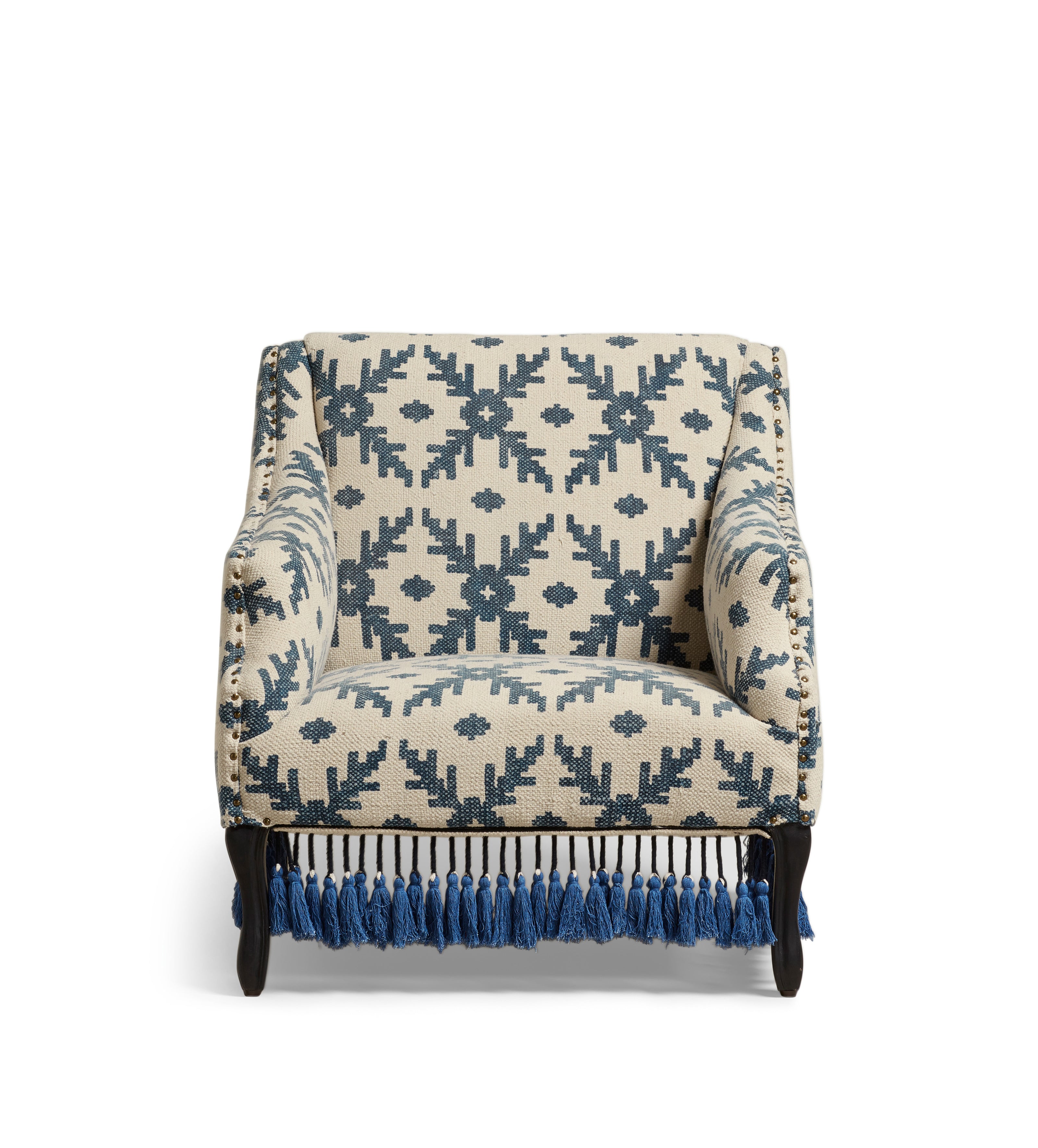 Tarma Lazaret Cotton Armchair Midnight Blue/Off-White OKA
