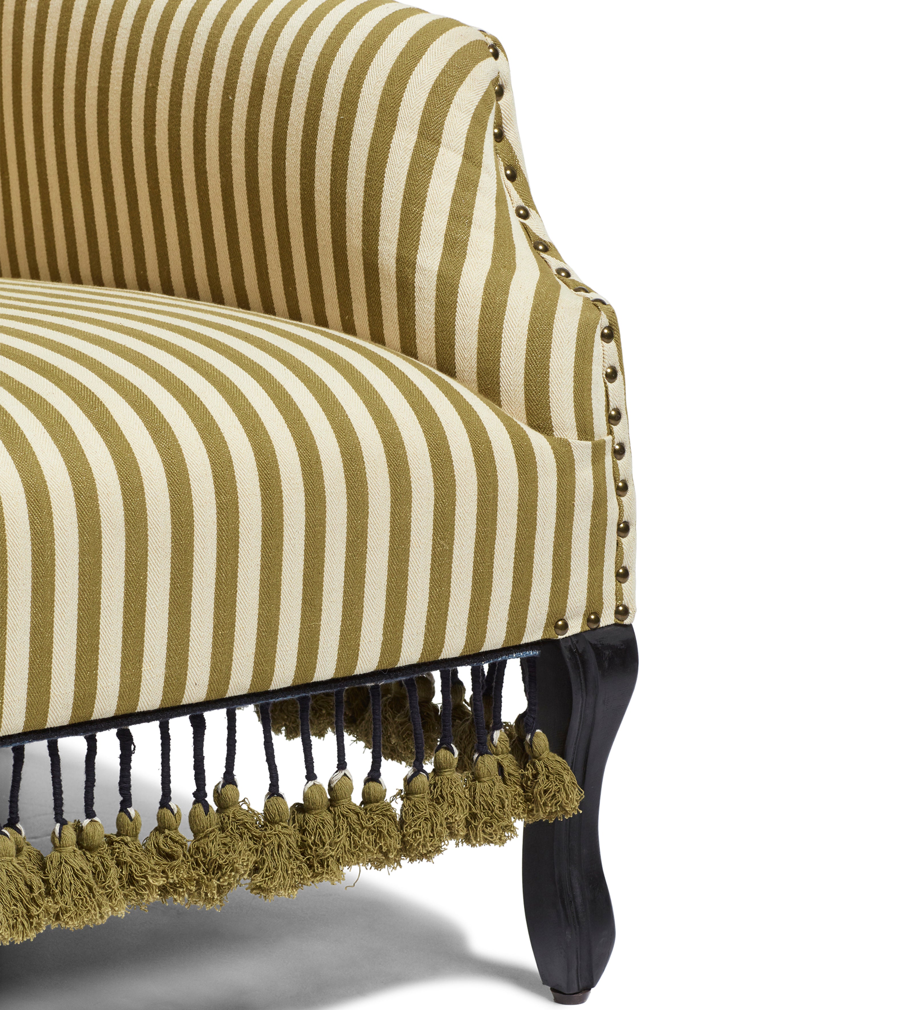 Tarma Stripe Cotton Armchair - Olive