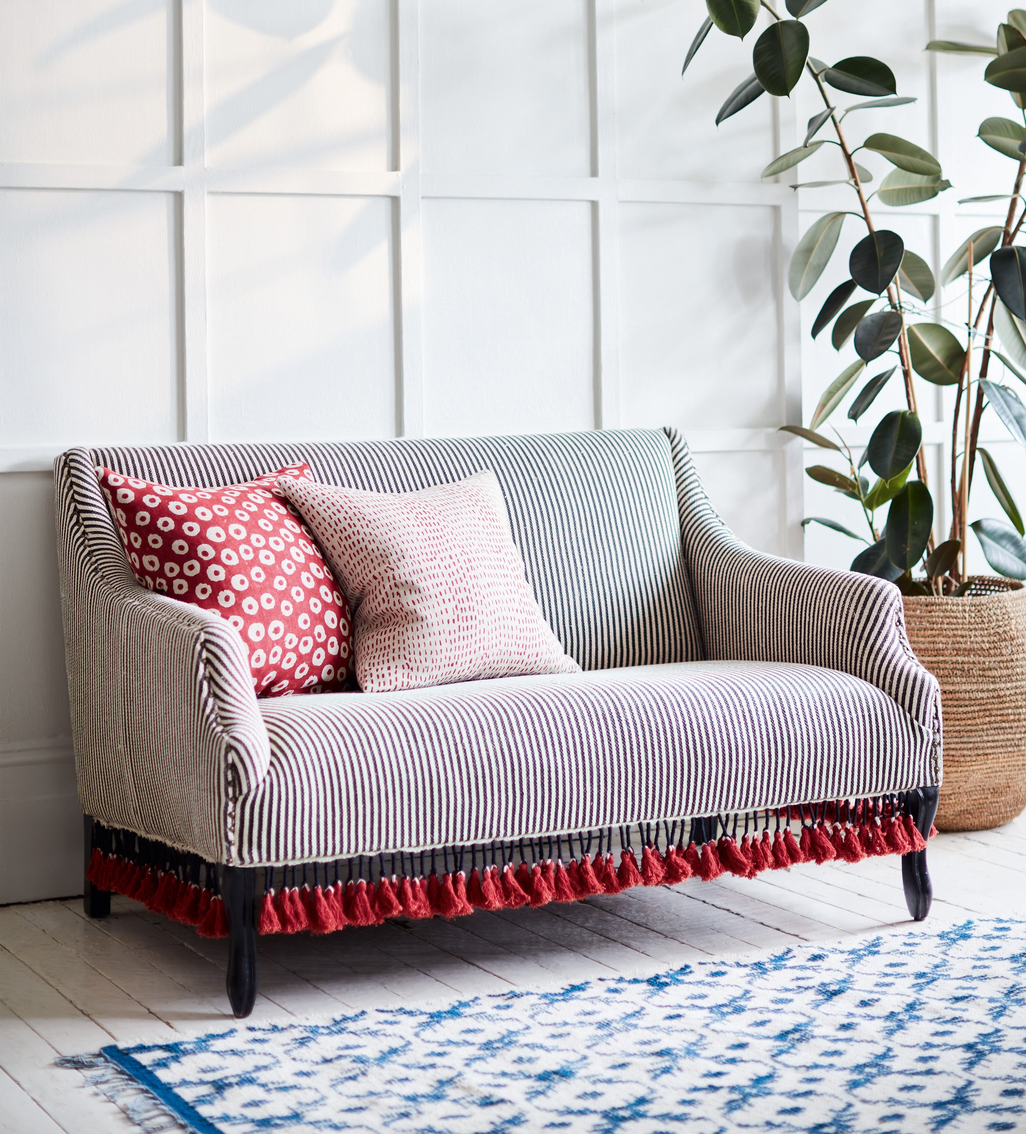 Tarma Cotton 2-Seater Sofa - Charcoal