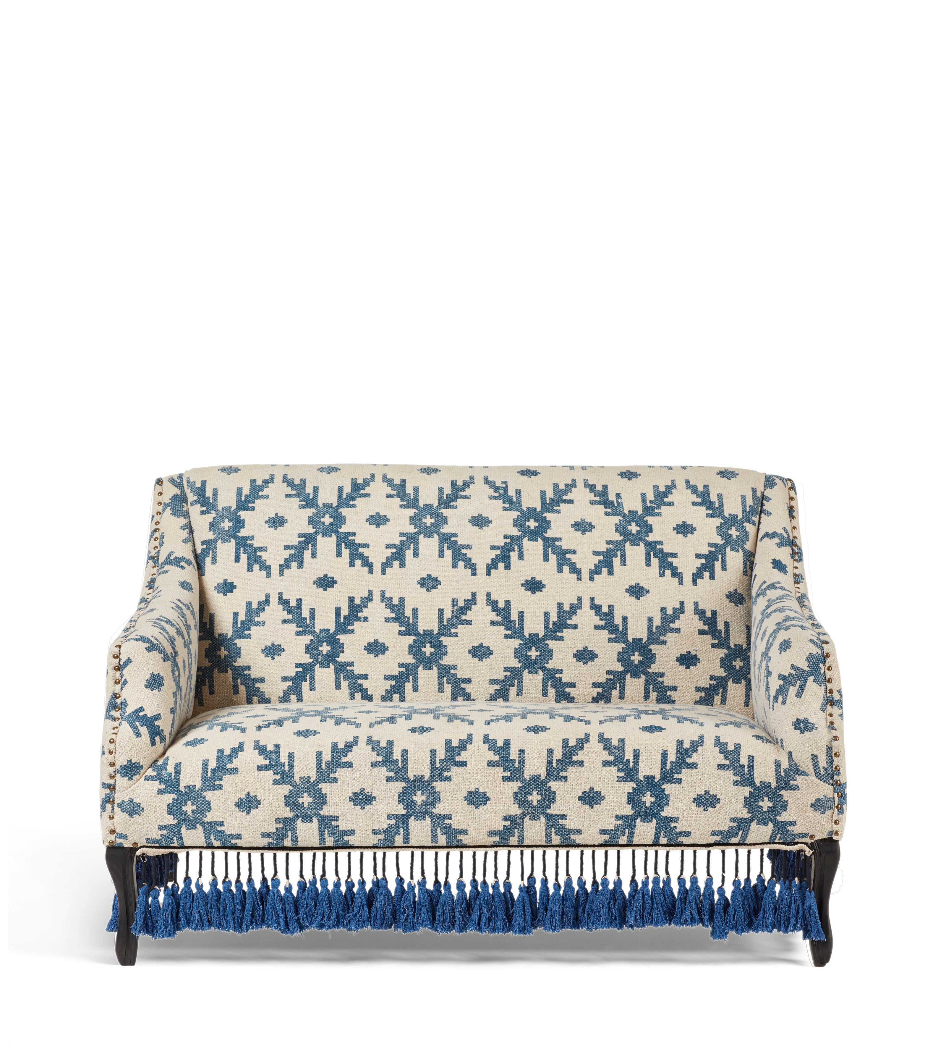 Tarma Lazaret Cotton 2-Seater Sofa - Midnight Blue/Off-White