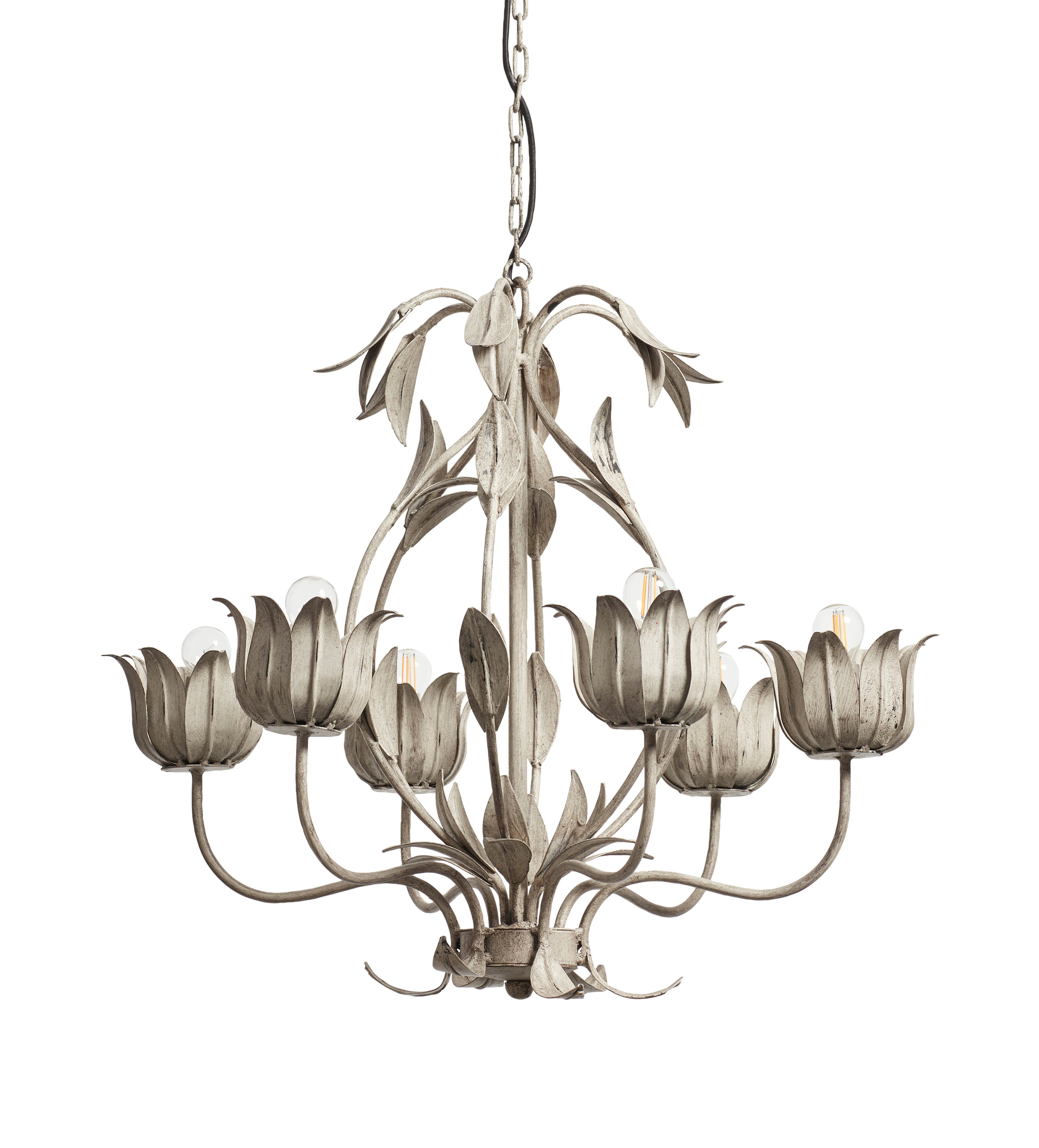 Thalia Floral Chandelier - Distressed Vellum