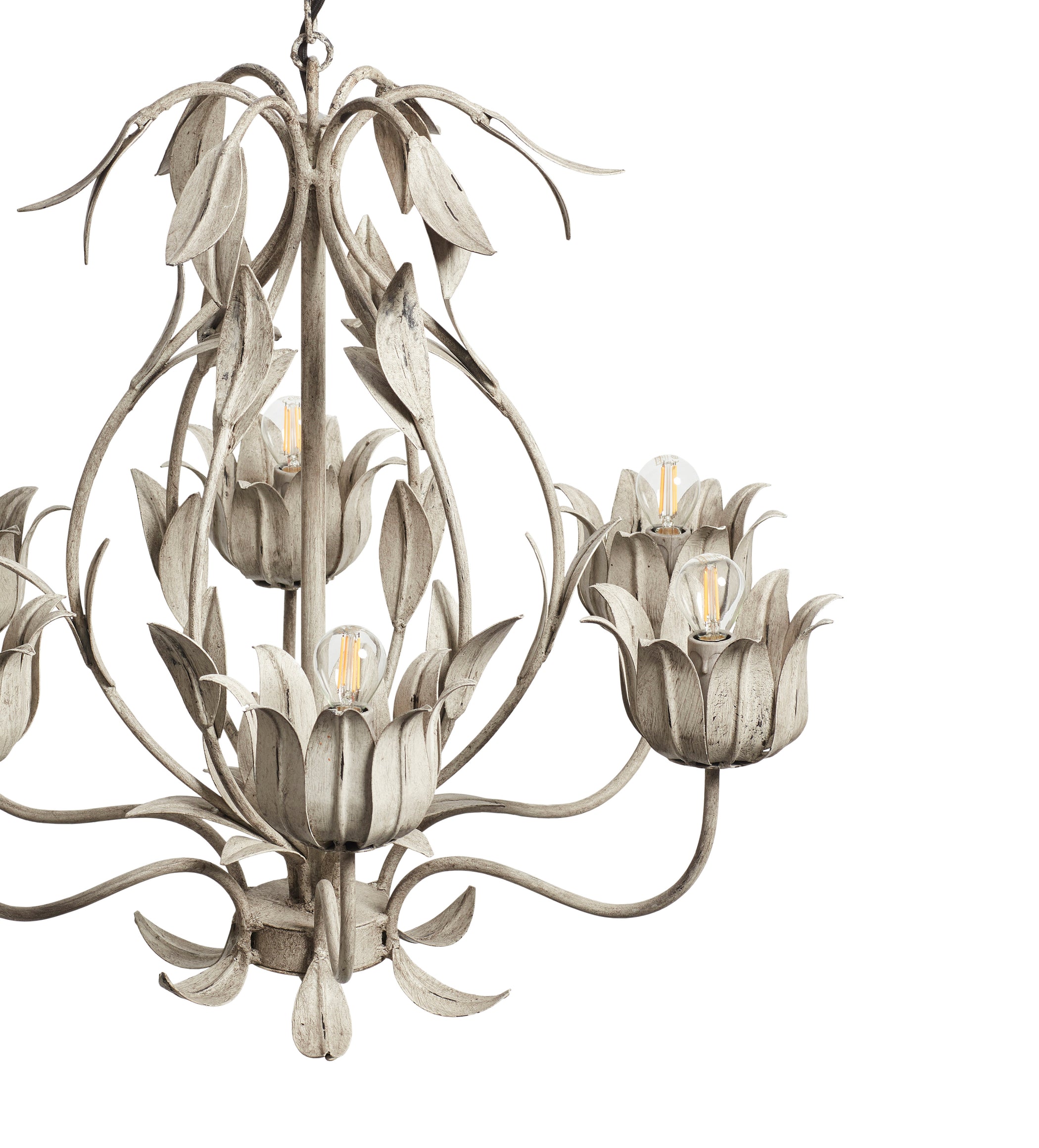 Thalia Floral Chandelier - Distressed Vellum