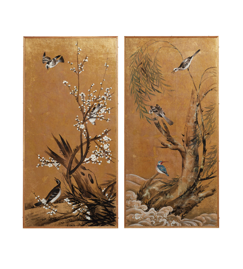 Tiankong Bird and Tree Panels Pair
