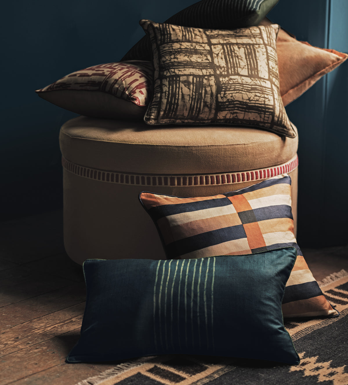 Tora Stripe Cushion Cover - Dark Teal