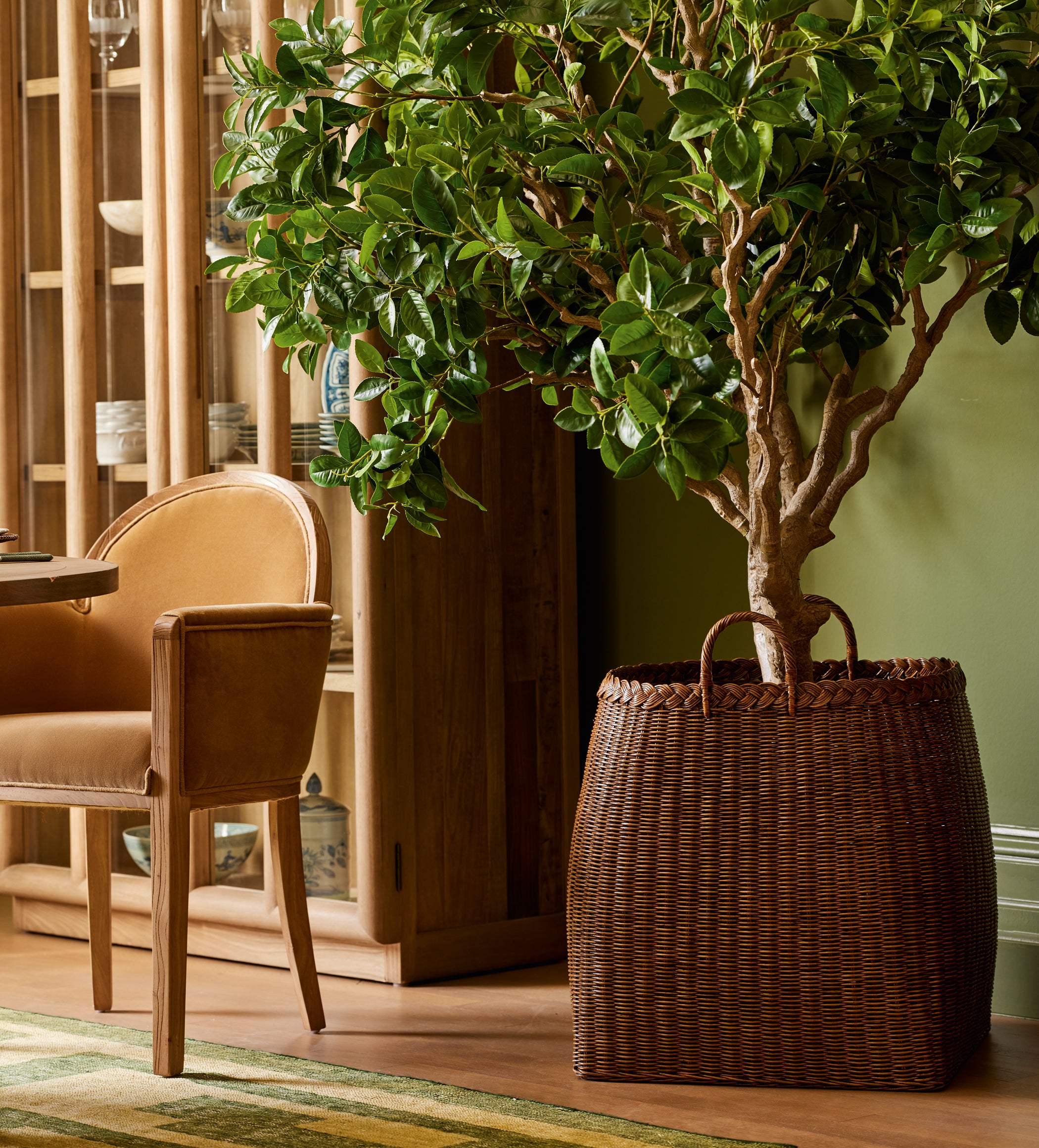 Tresse Rattan Planter - Antique Brown