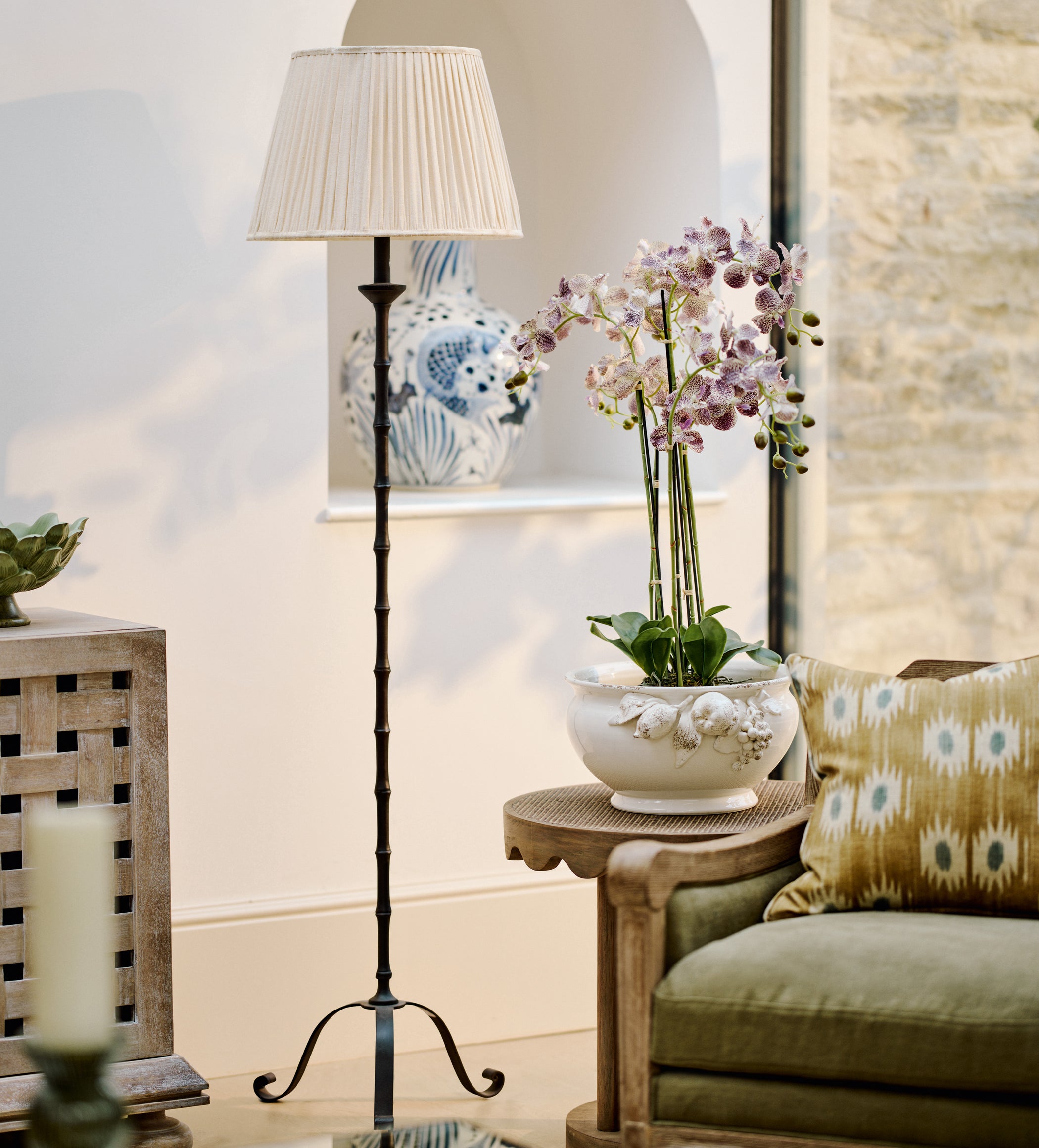 Trimurti Floor Lamp Base - Blackened Bronze
