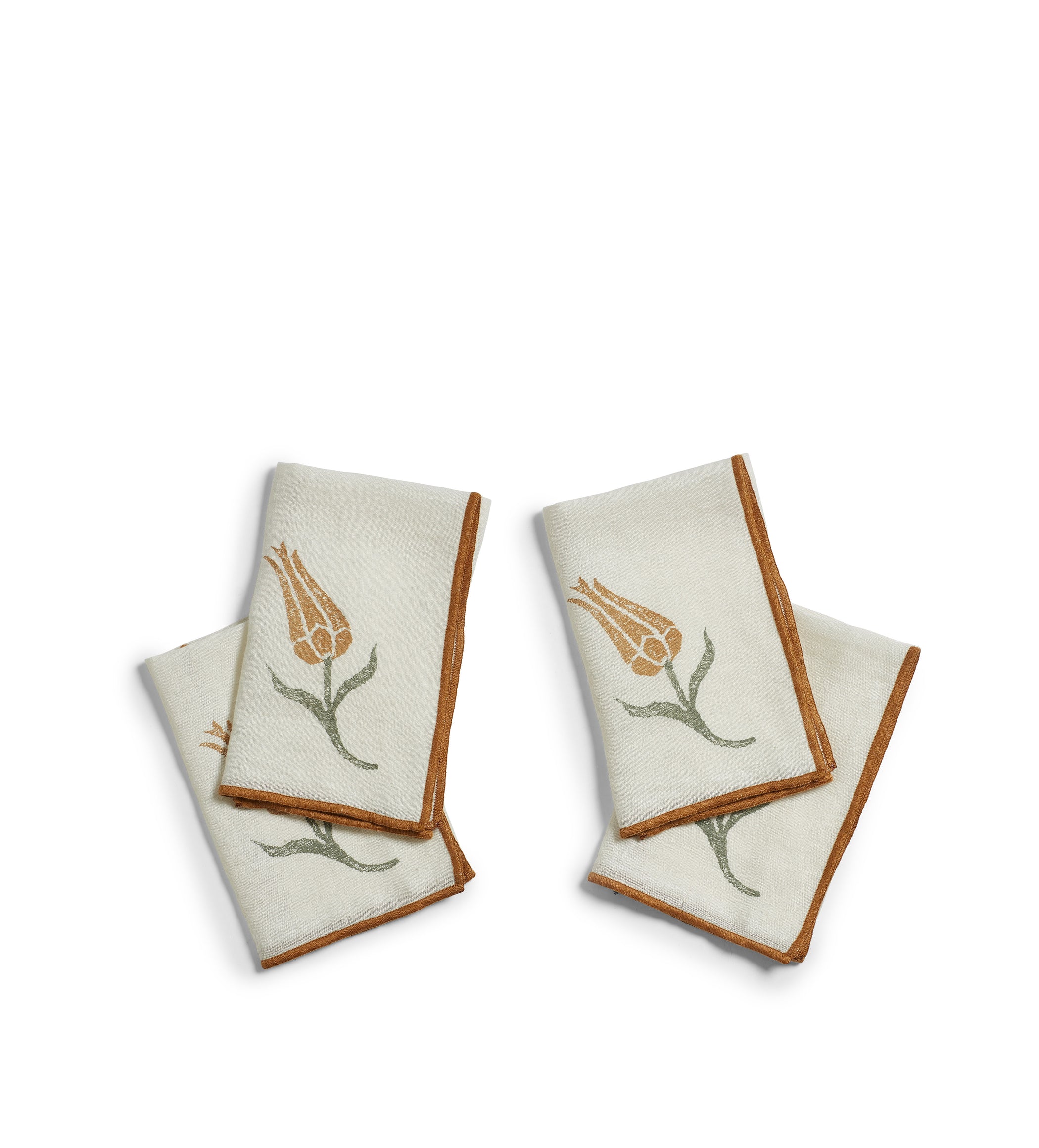 Tulipe Napkins with Overlock - Set of Four - Ochre