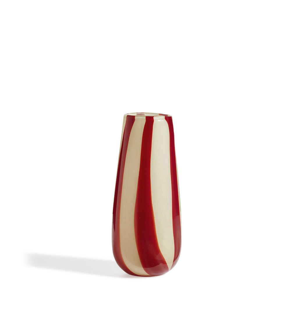 Twistle Glass Vase - Red/Antiqued White