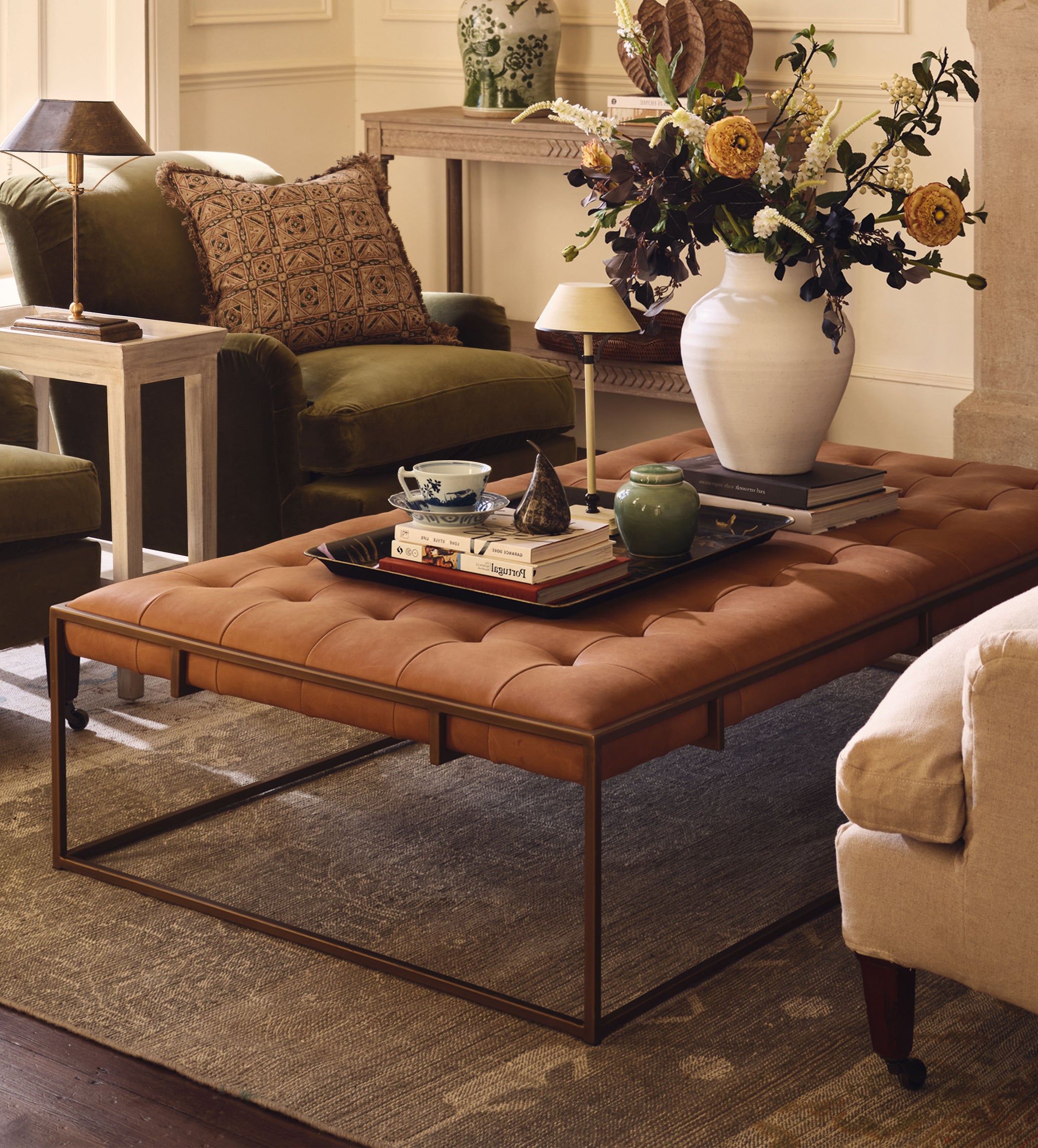 Wallace Coffee Table/Ottoman - Caramel
