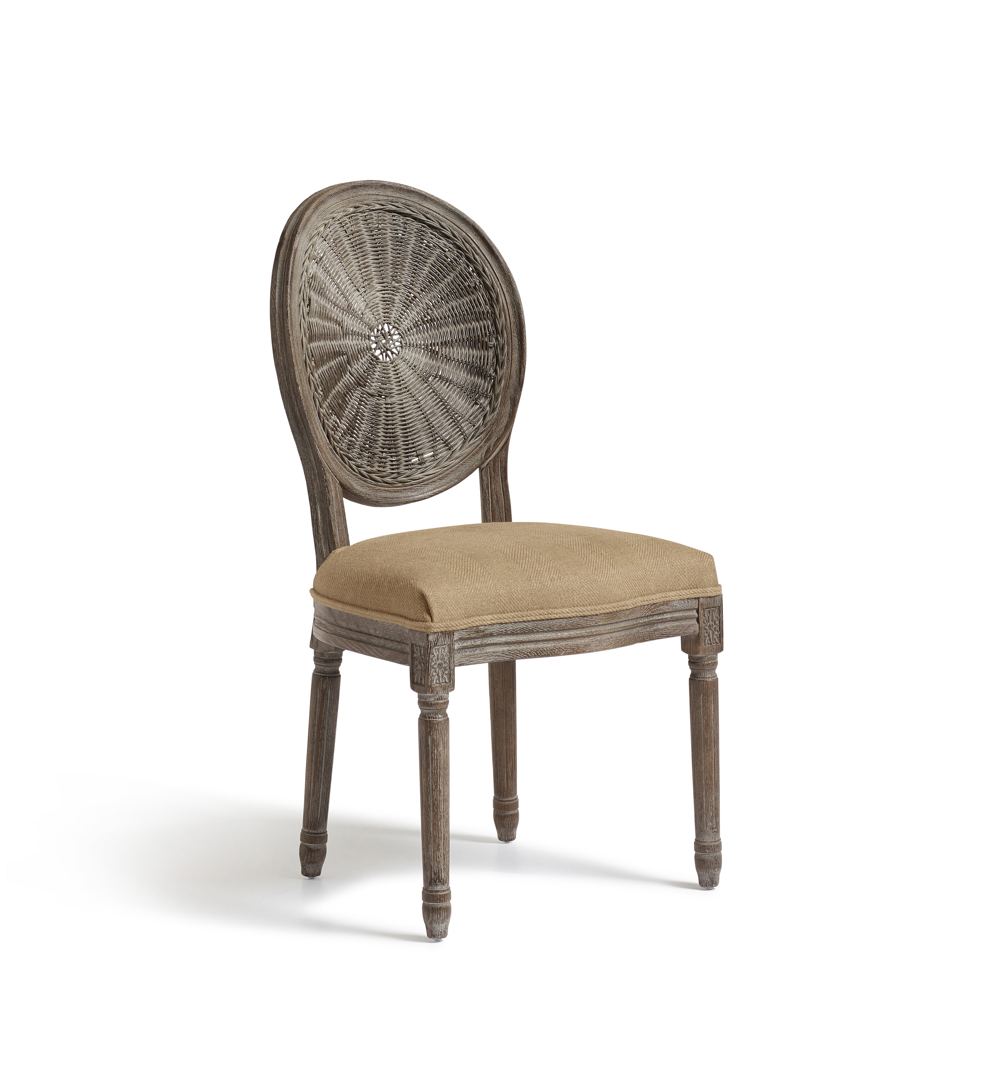 Washakie Linen Dining Chair - Wild Oats Wide Herringbone | OKA