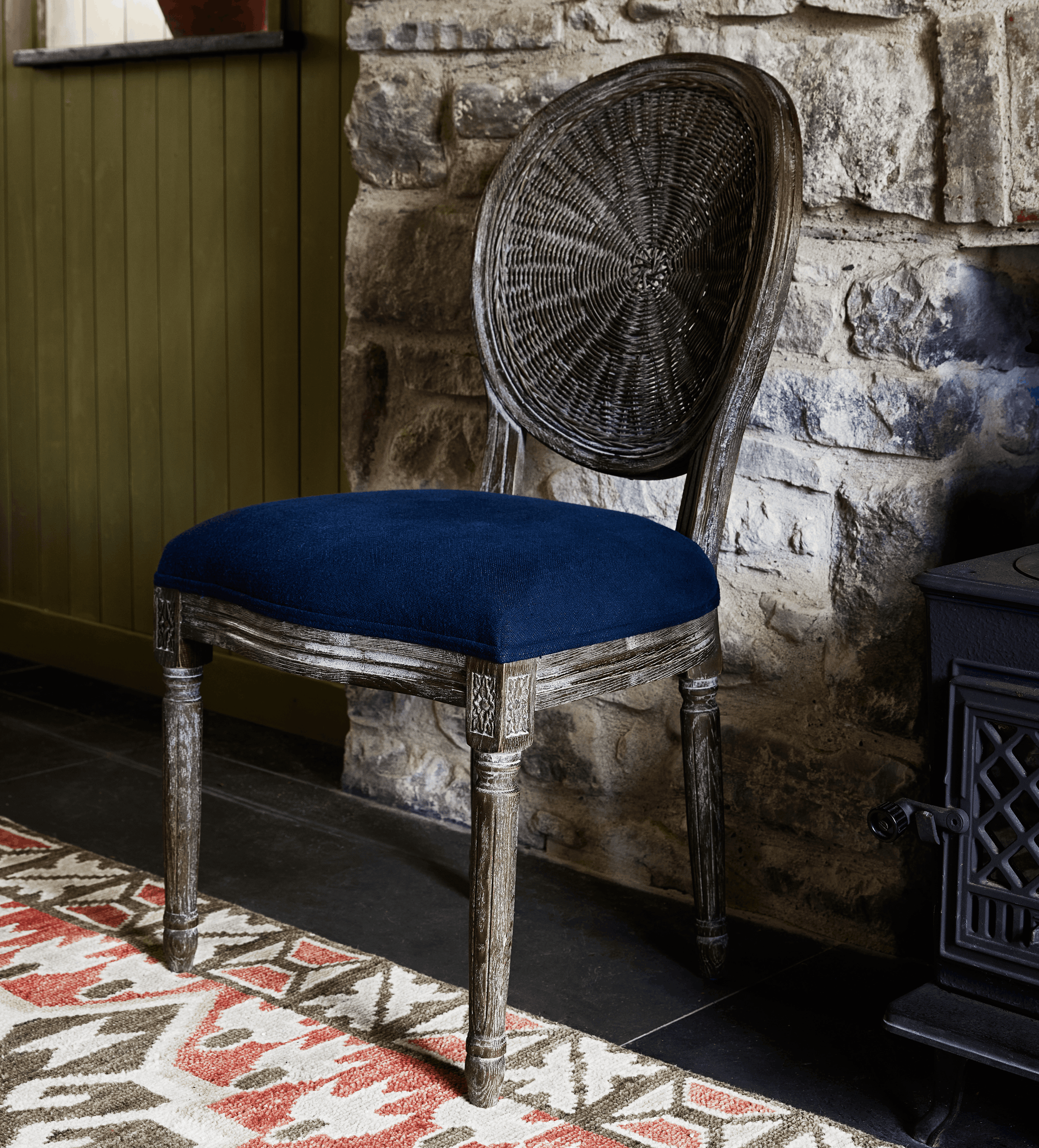 Washakie Linen Dining Chair - Pure Navy