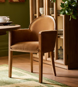 Wilbur Velvet Dining Chair - Dark Weathered Oak/Caramel