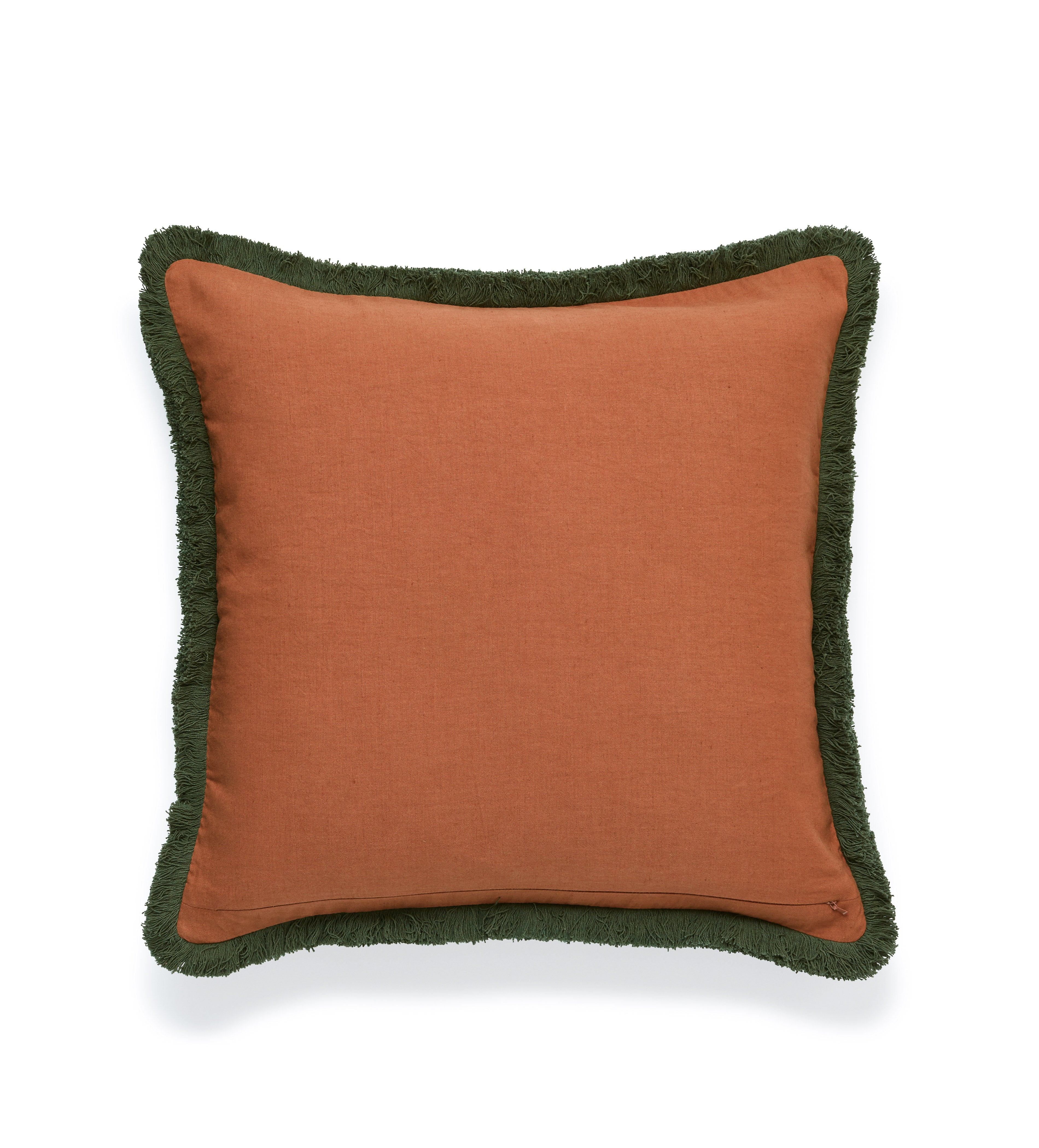 Wilde Cushion Cover - Sage Green/Terracotta Red | OKA