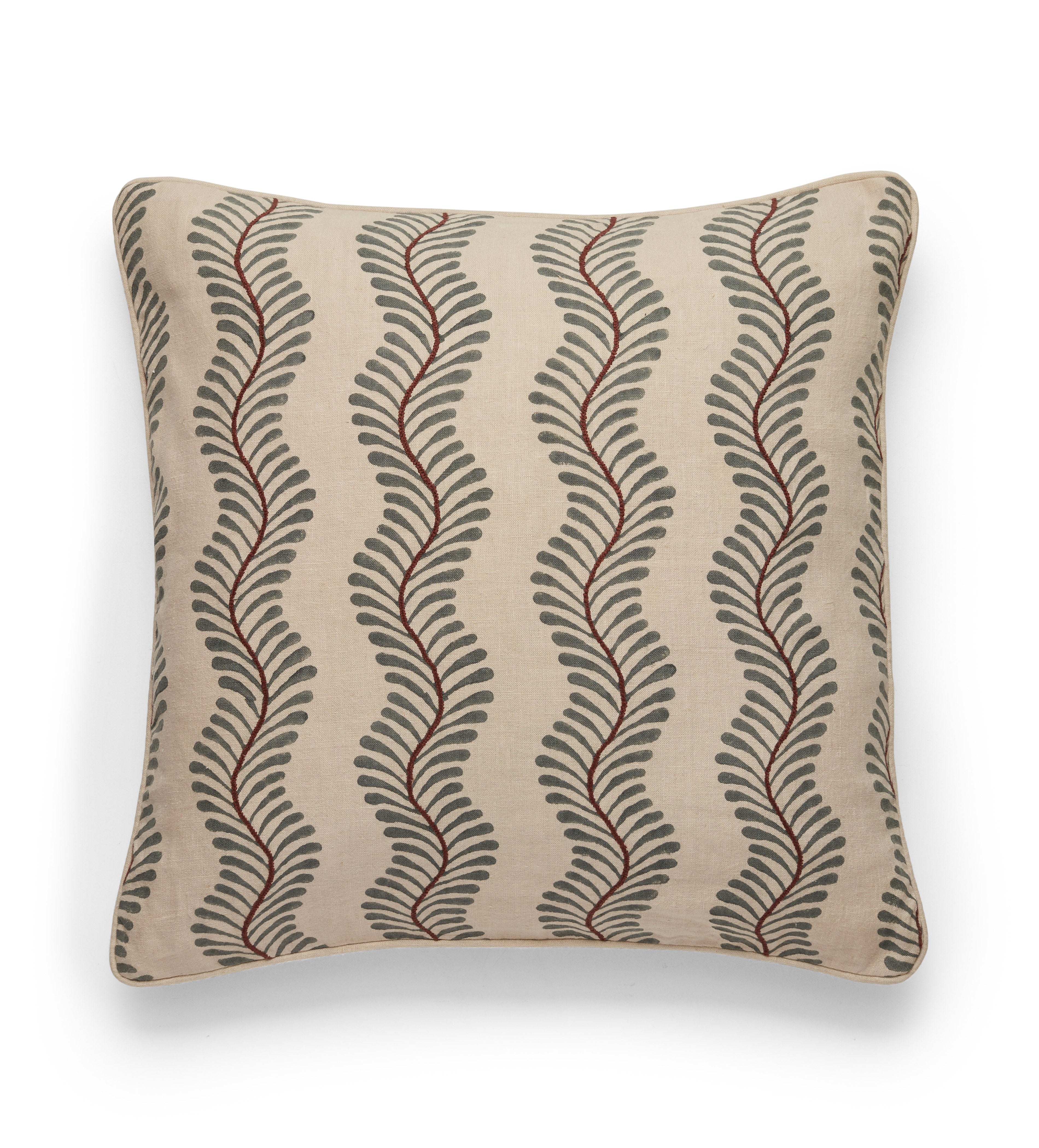 Woodchester Vine Cushion Cover - Dark Seafoam | OKA