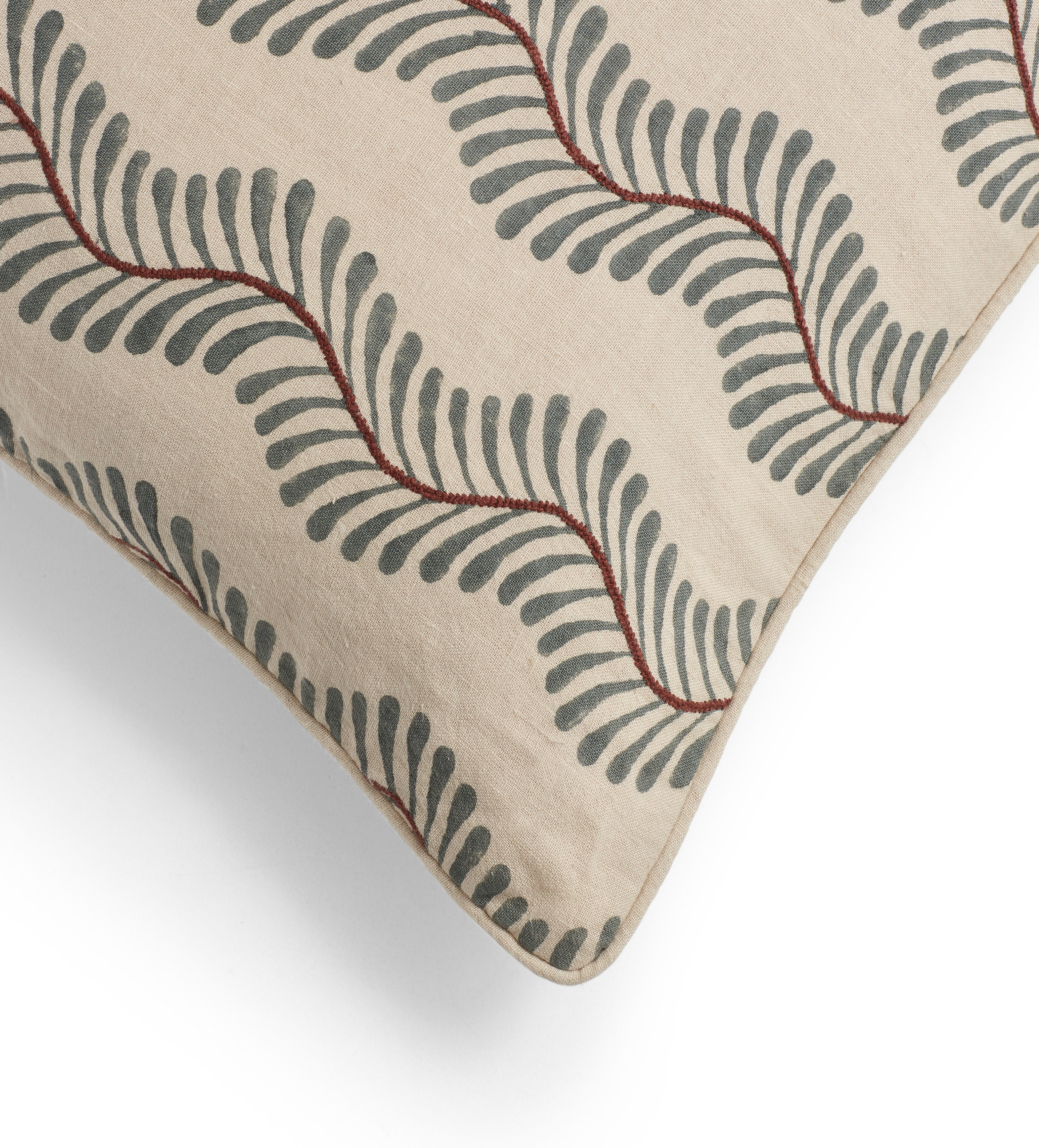 Woodchester Vine Cushion Cover - Dark Seafoam | OKA