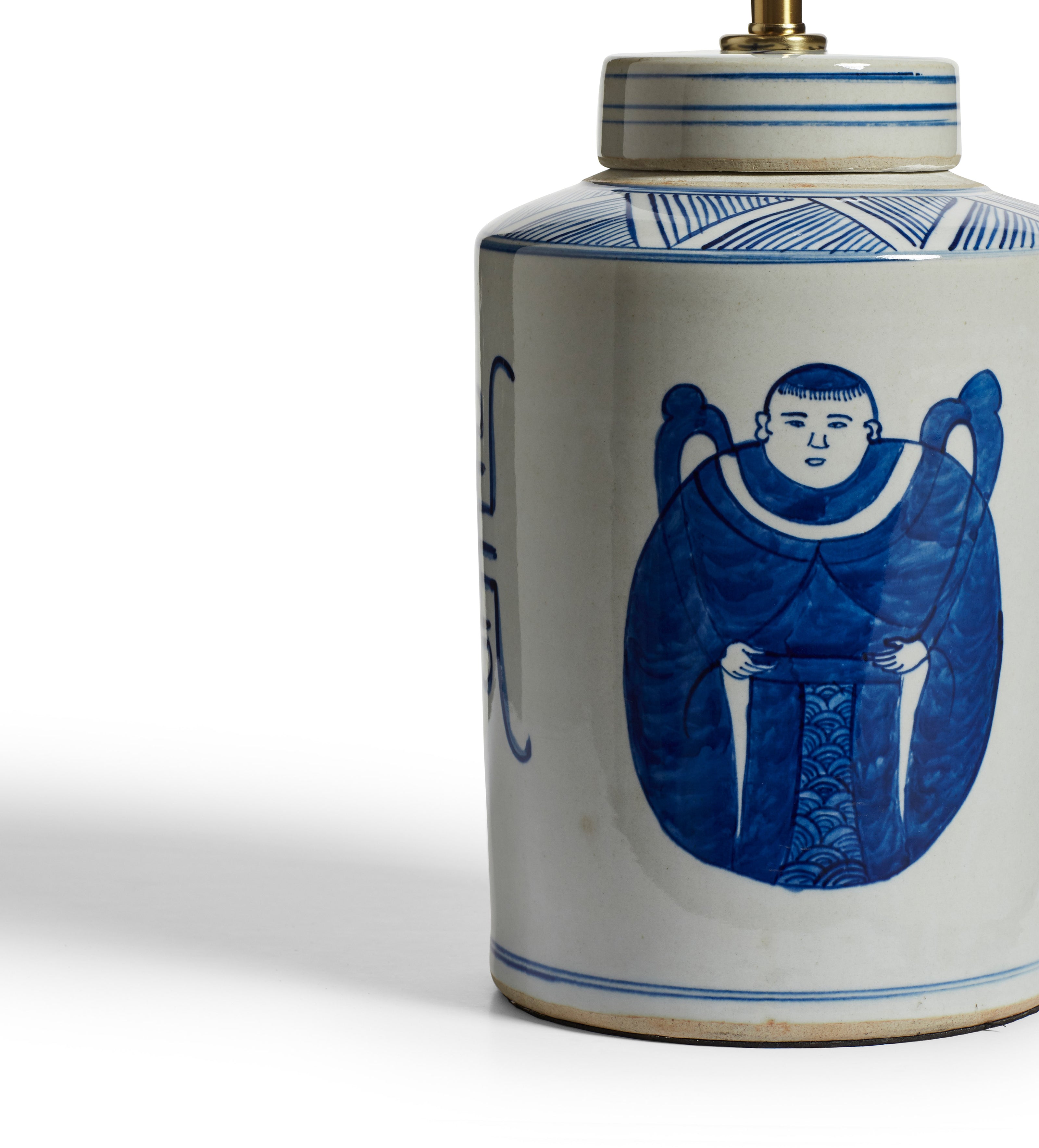 Wu Shou Table Lamp Base - Blue/White