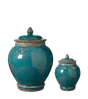 Set of 2 Zion Lidded Urns - Aruba Blue