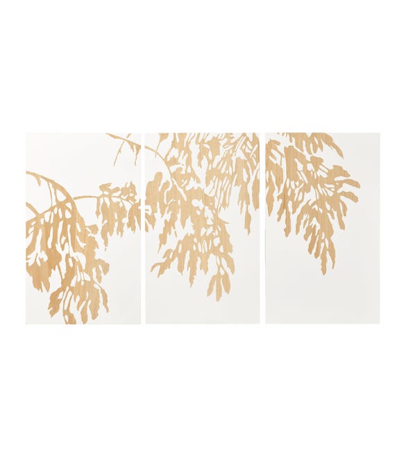 Set of 3 Hand-Carved Branch Panels - Natural / Off White