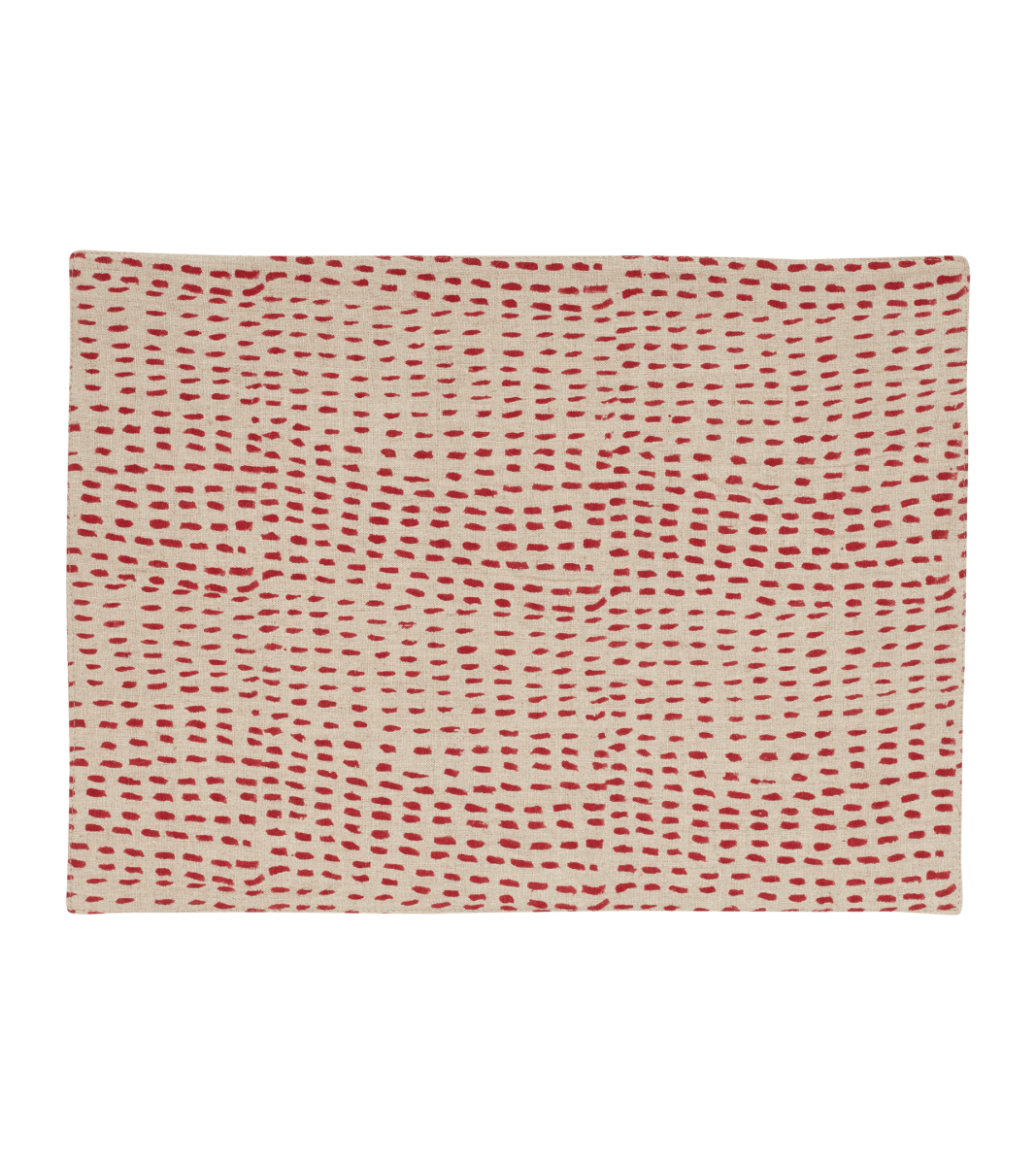 Oka Set Of Four Nostell Dots & Dashes Reversible Placemats - Red/black
