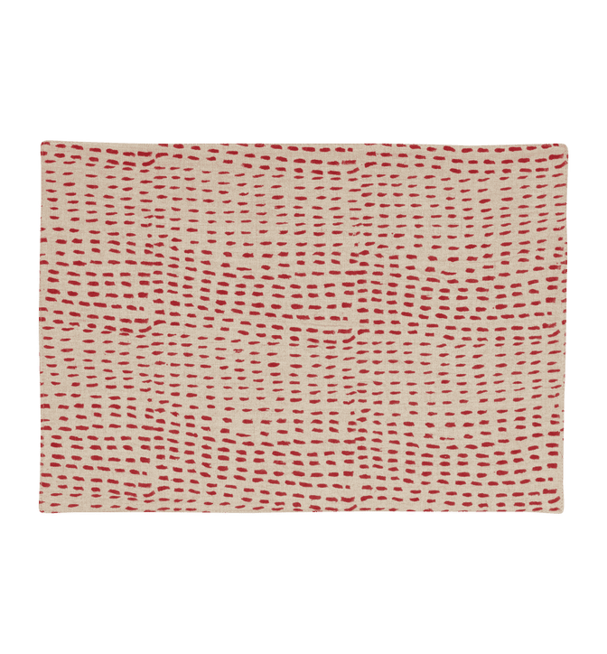 Set of Four Nostell Dots &amp; Dashes Reversible Placemats - Red/Black