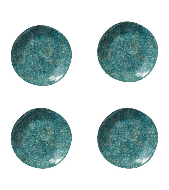 Set of 4 Shagreen Print Plates - Jade