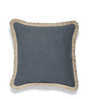 Stonewashed Linen Cushion Cover With Fringing (51cmSq) - Petrol