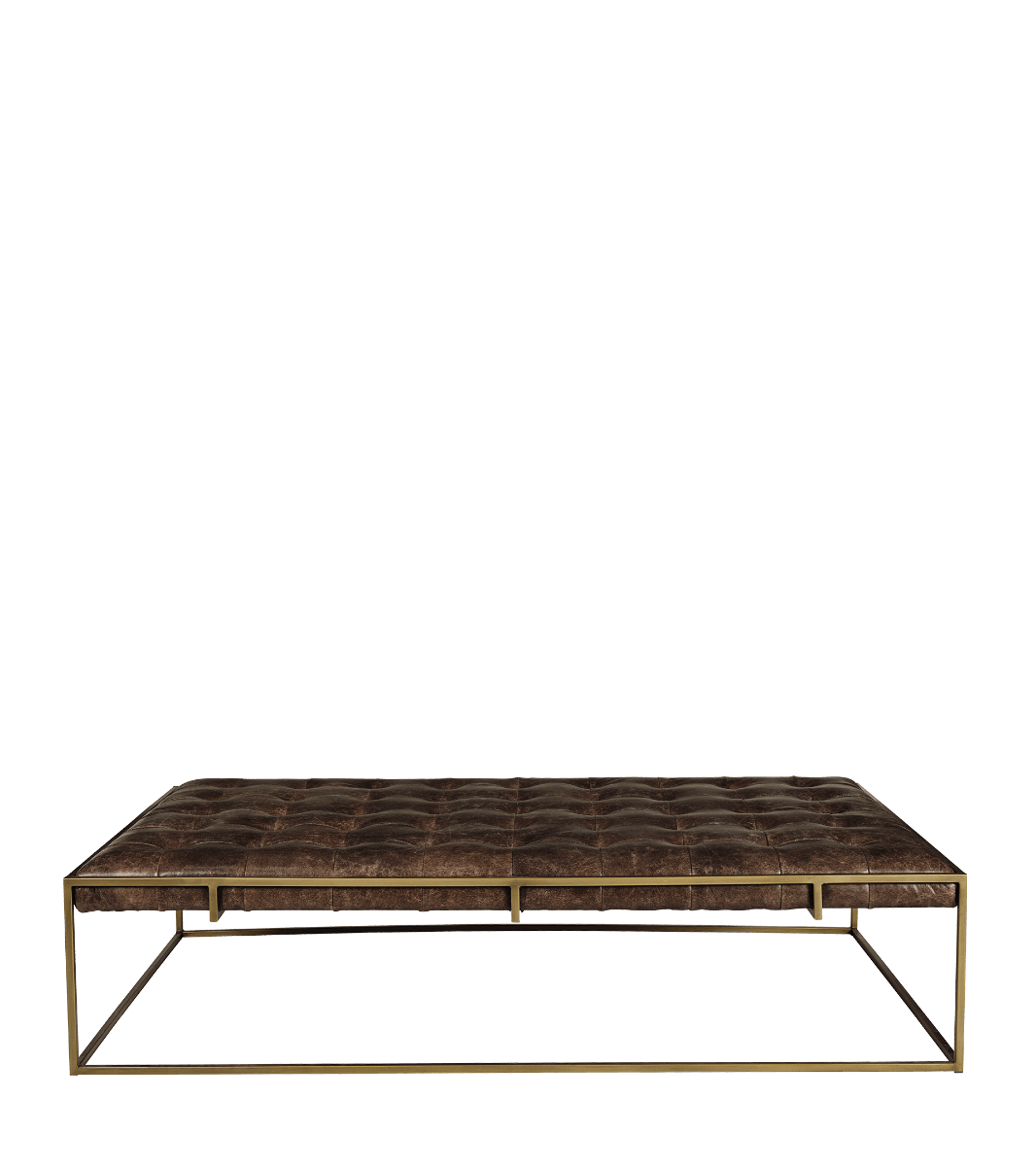 OKA, Wallace Coffee Table/Ottoman - Aged Hazelnut Leather, Coffee Tables, Leather/Metal