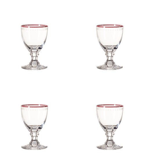 Adam Lippes Set of Four Coquille Small Crystal Wine Glasses - Clear