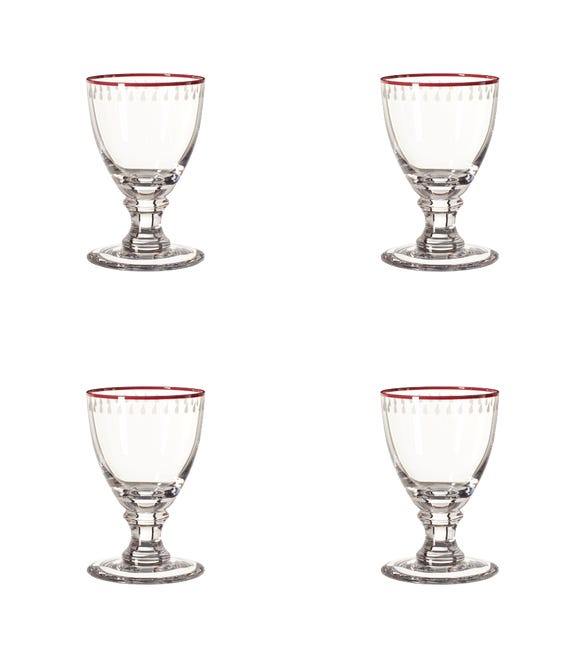 Adam Lippes Set of Four Coquille Large Crystal Wine Glasses - Clear