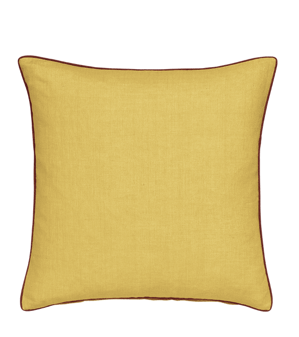 Loose Linen Cushion Cover - Acid Yellow/Blood Orange
