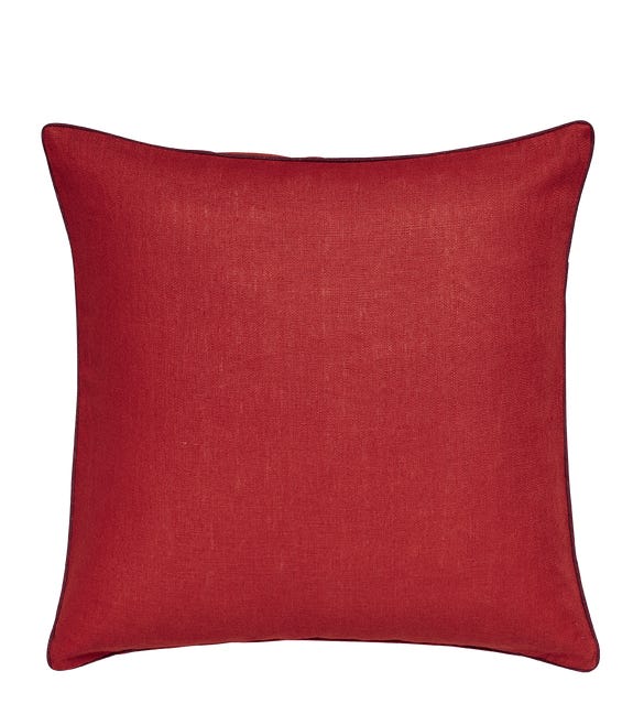 Loose Linen Cushion Cover - Maple Red/Damson