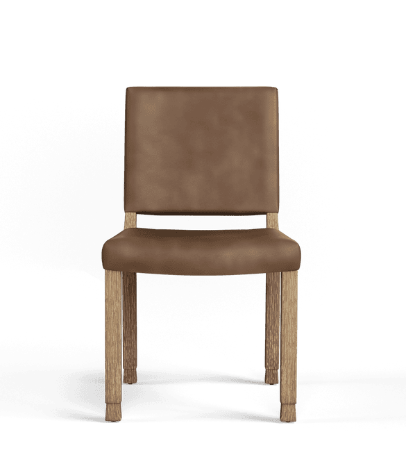 Abbey Leather Dining Chair Dark Vellum
