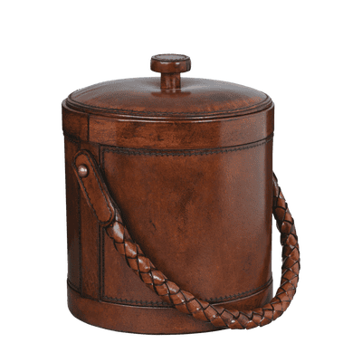 Aberdare Leather Ice Bucket - Nut Brown