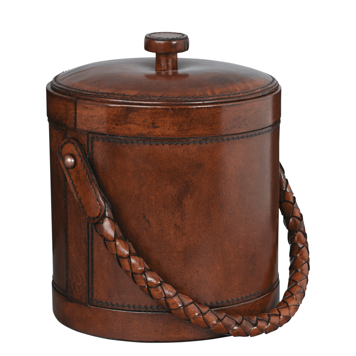 Aberdare Leather Ice Bucket - Nut Brown