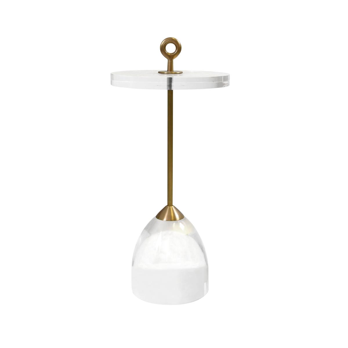 Oka Abrusco Side Table - Clear/antique Brass In White