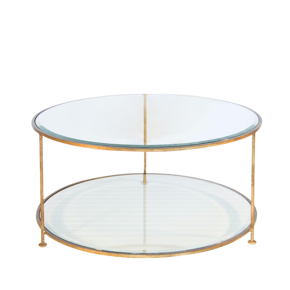 Oka Auryn Round Coffee Table - Brushed Gold In Transparent