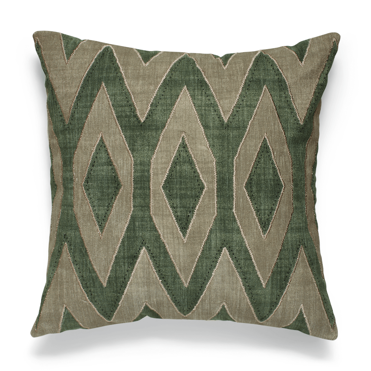 Bela AppliquÃ© Cushion Cover - Green/Natural