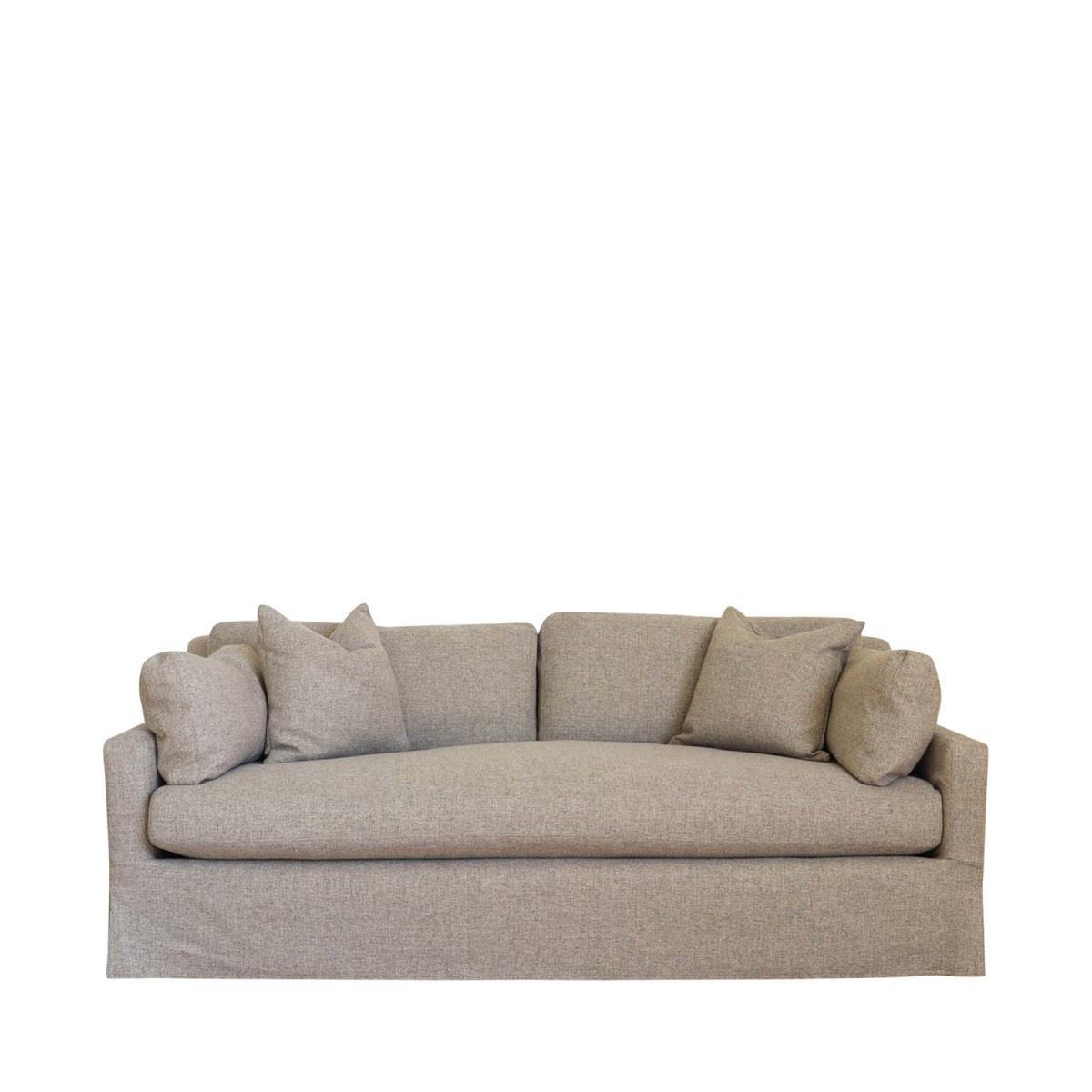 Oka Bernard 7' Grasscloth Linen Sofa - Natural In Brown