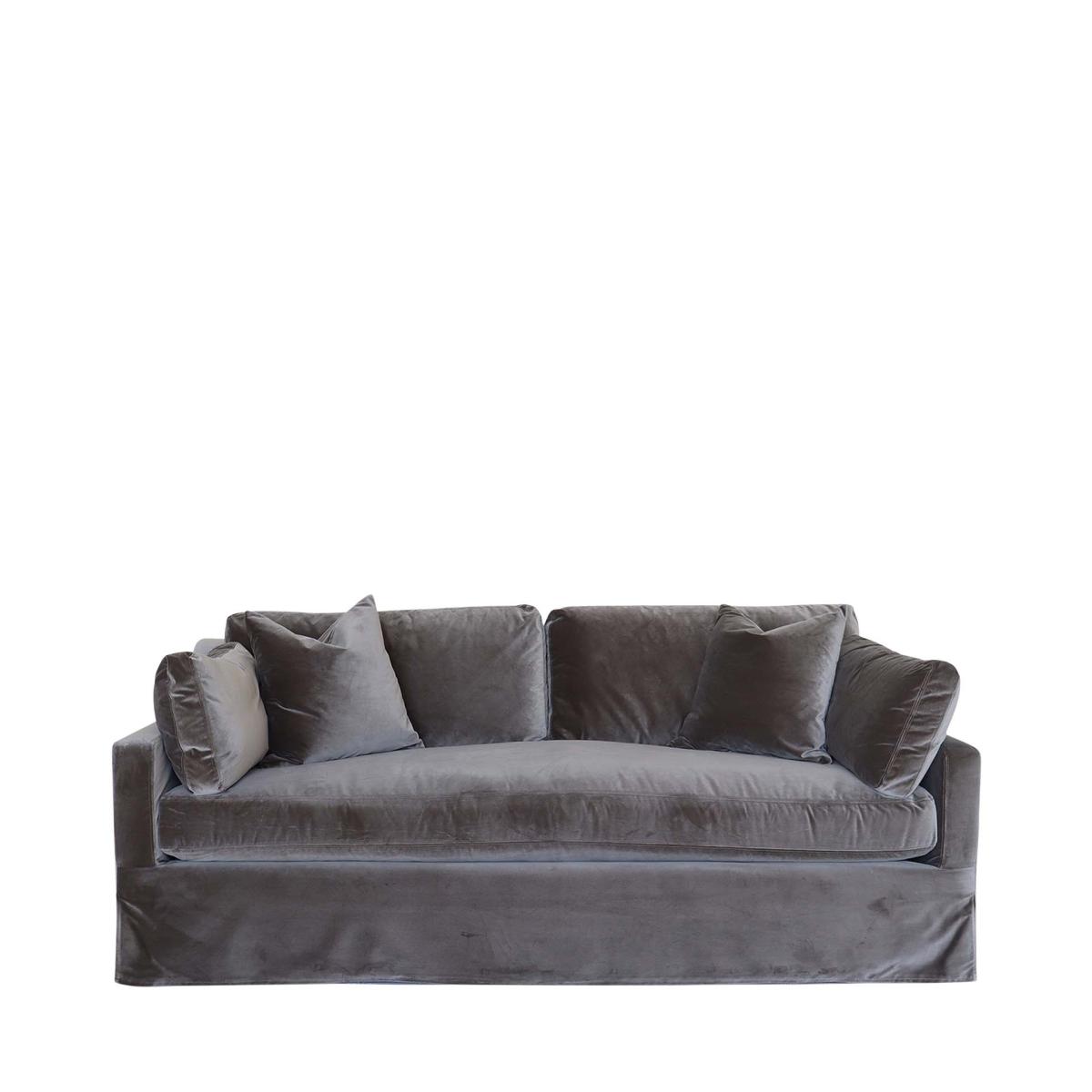Oka Bernard 7' Velvet Sofa - Mushroom In Gray