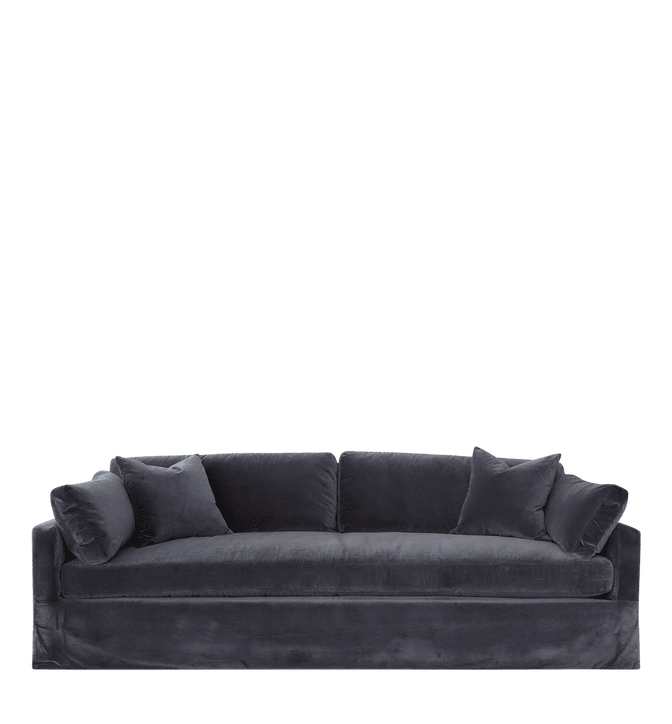 Bernard 8&#039; Velvet Sofa - Charcoal