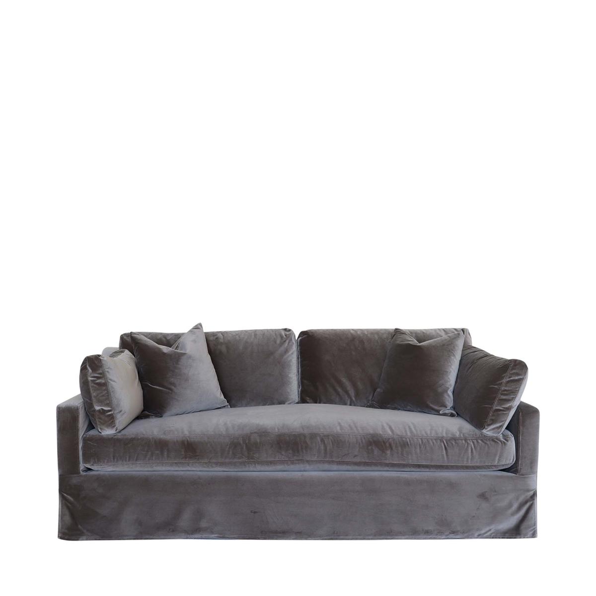 Oka Bernard 8' Velvet Sofa - Mushroom In Gray