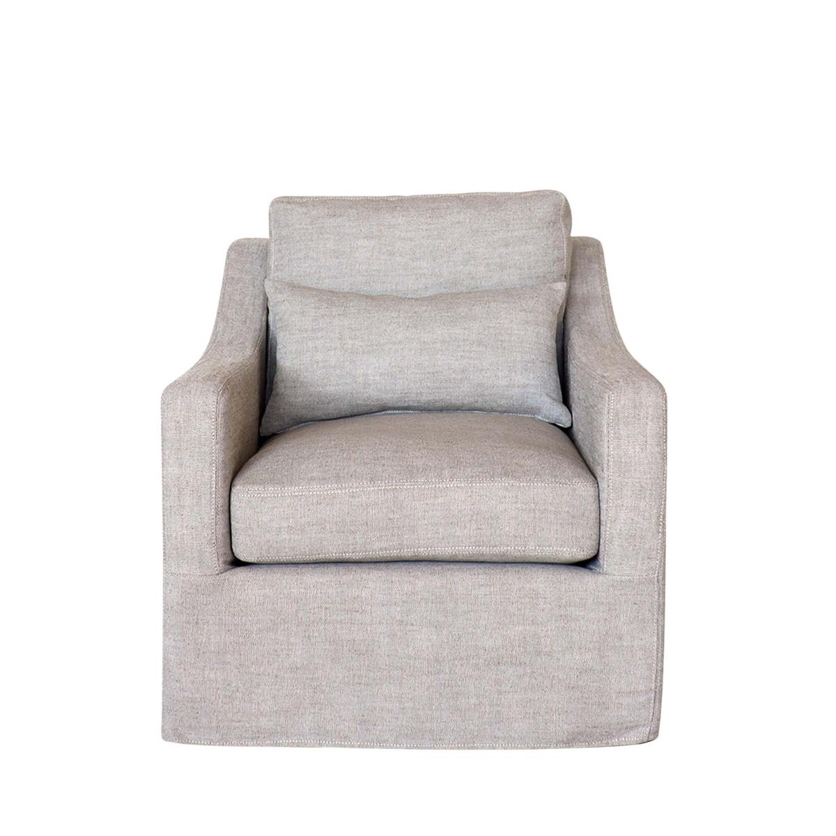 Oka Bernard Linen Swivel Armchair - Flax In Neutral