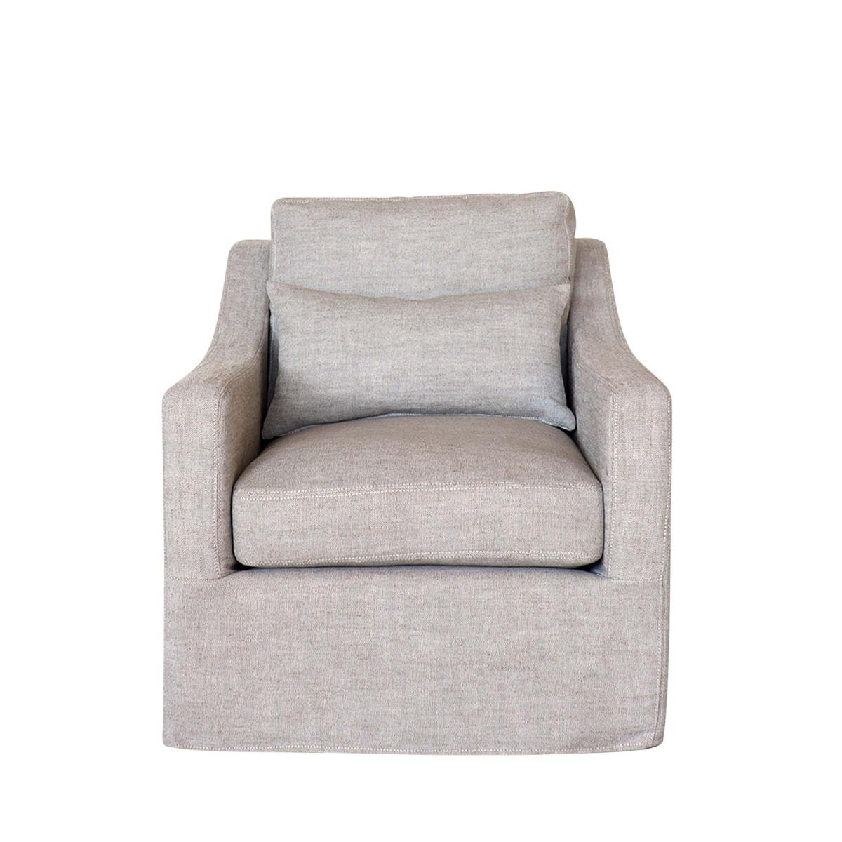 Oka Bernard Linen Swivel Armchair - Flax