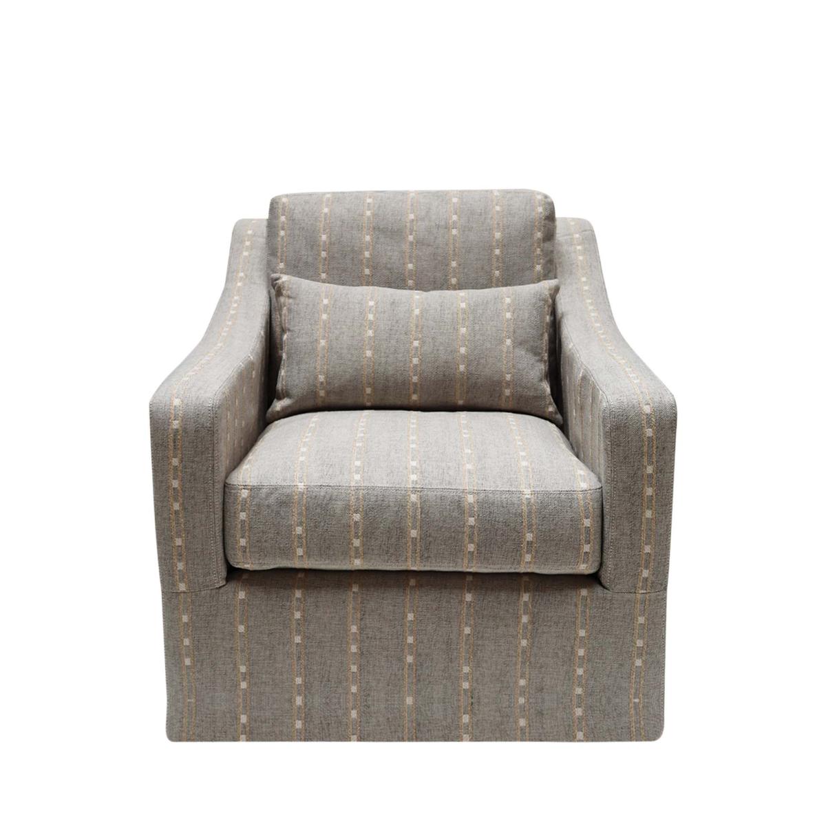 Oka Bernard Linen Swivel Armchair - Gray