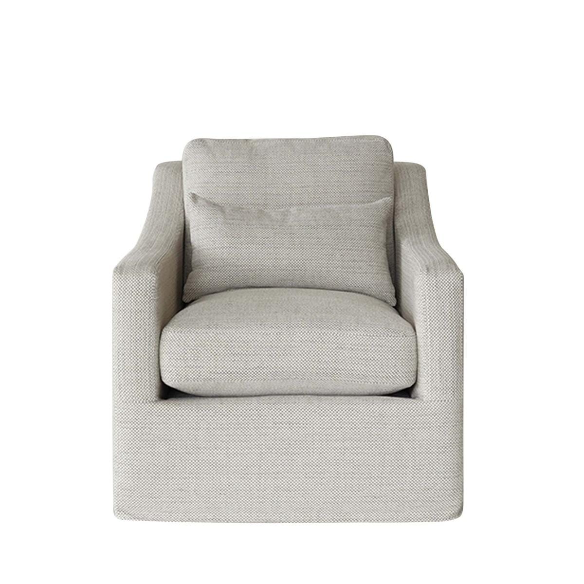 Oka Bernard Linen Swivel Armchair - Natural